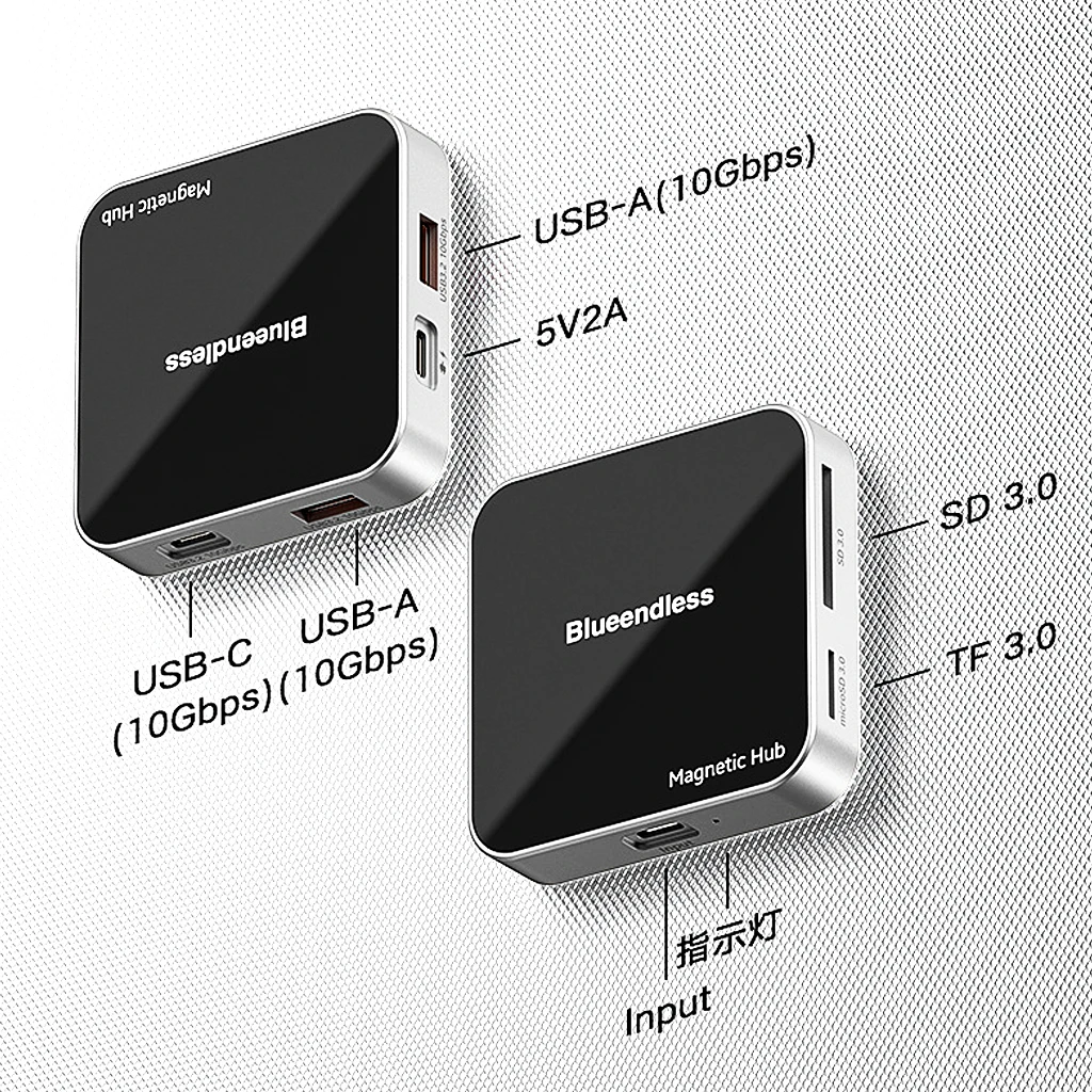Blueendless magnético USB C Hub tipo C adaptador multipuerto acoplamiento Satation para portátil Smartphone