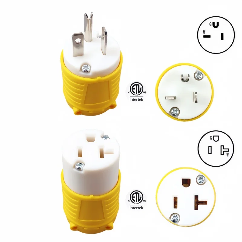 Enchufe macho 5-20P, 5-20R conector hembra, cable listado ETL/cETL, 20A, 125V, receptáculo de enchufe de repuesto estándar de EE. UU. - imagen 3