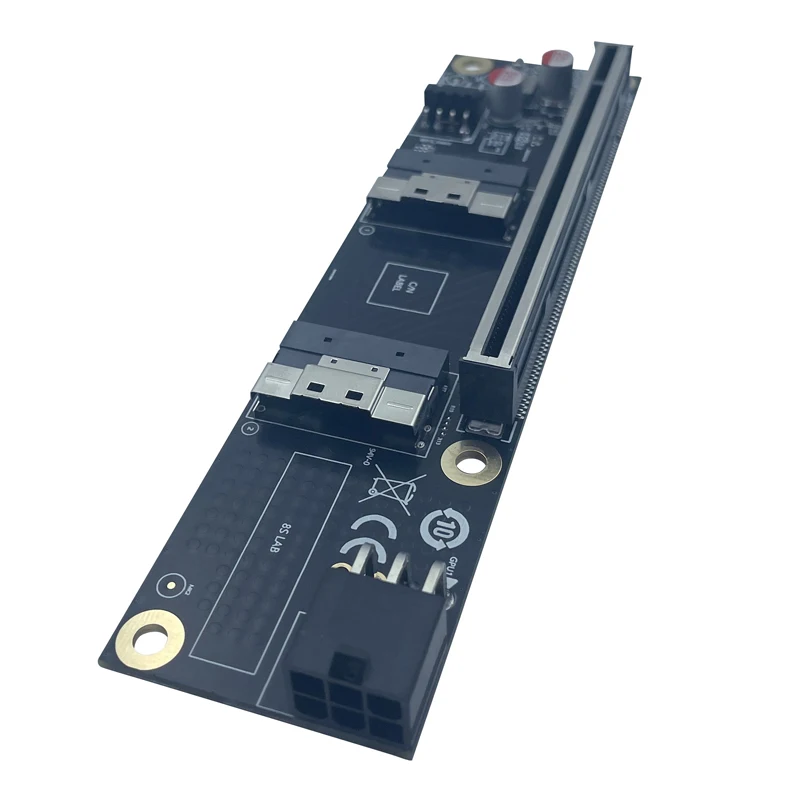 Placa elevadora extensora SFF-8654 a PCI Express X16, convertidor delgado SAS a PCIE 5,0 16X con fuente de alimentación de 6 pines para tarjeta gráfica GPU - imagen 2