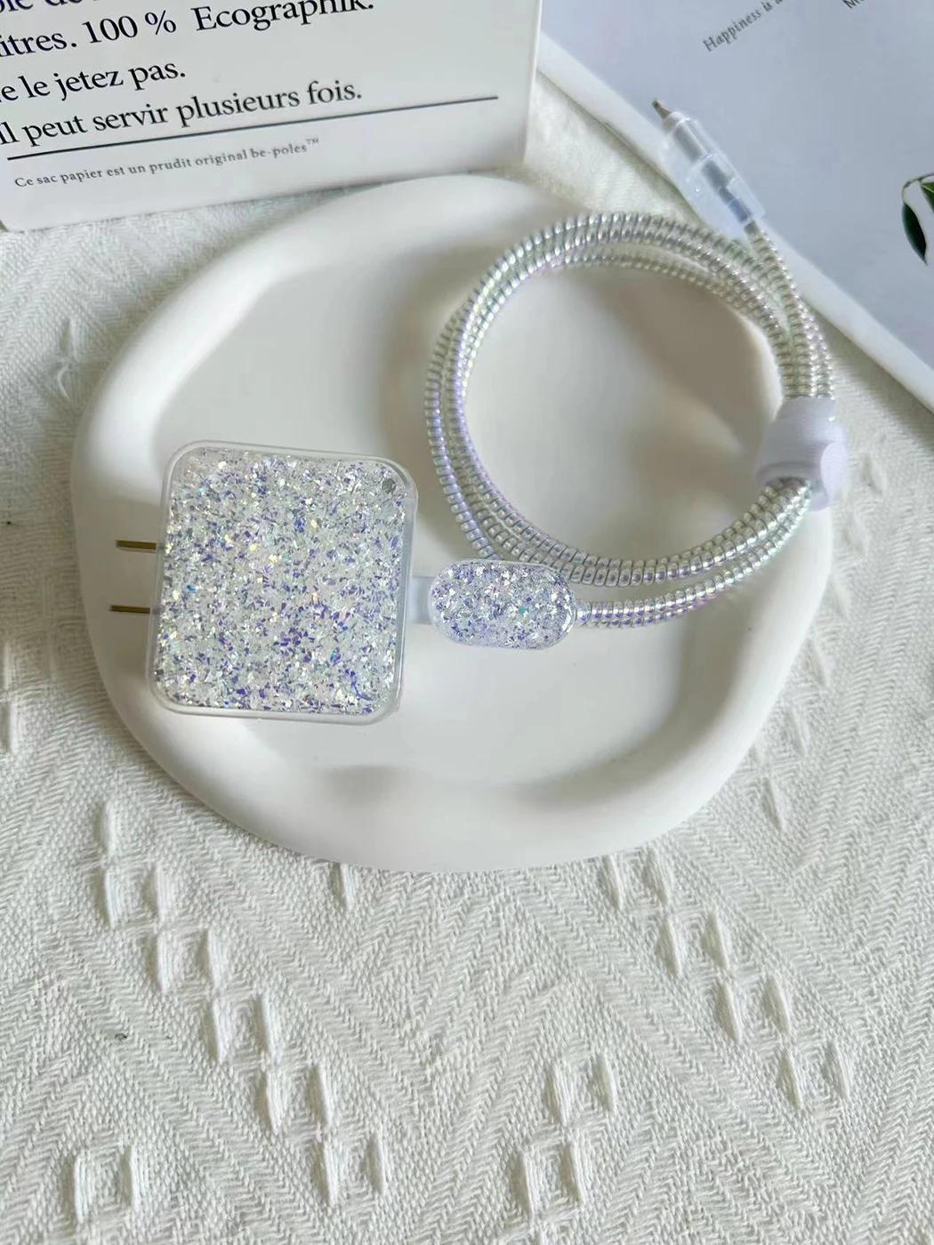 Cubierta protectora de Cable de cargador para IPhone 15, 14, 13, 18W, 20W, cabezal de carga, carcasa suave transparente, funda protectora enrolladora de línea - imagen 3