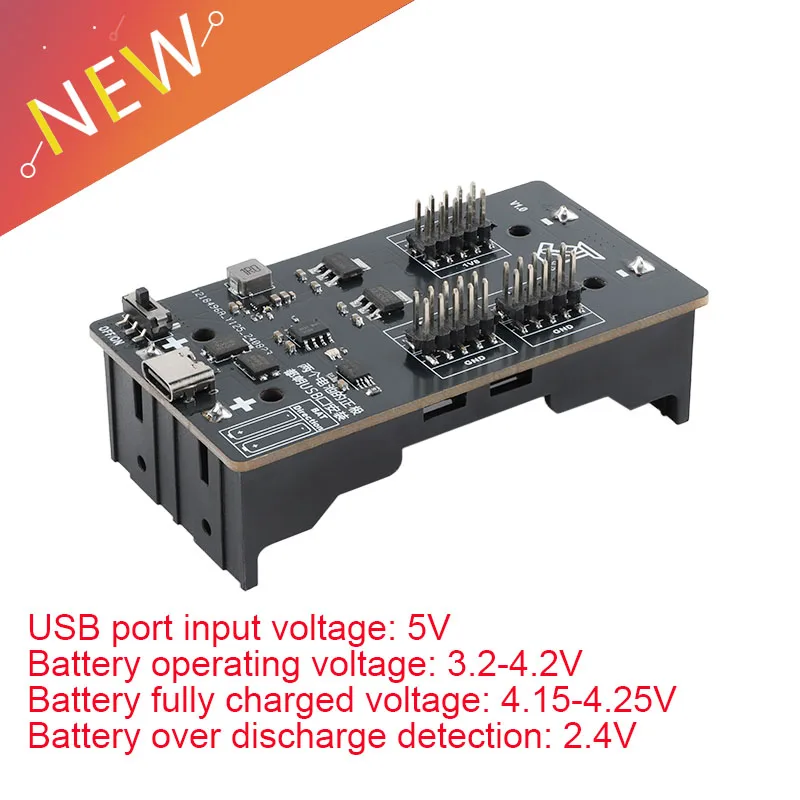 Fuente de alimentación UPS de carga tipo C/módulo de cargador de batería de litio 18650 DC-DC convertidor elevador 5V 3,3 V 1,8 V
