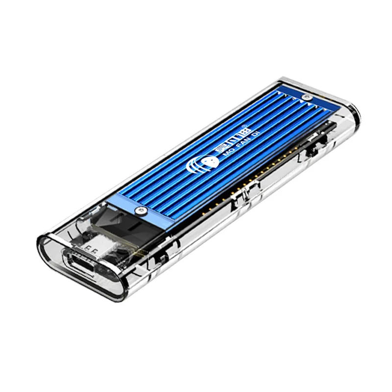 M. 5 Caja de disco duro de protocolo dual NVMe/NGFF de estado sólido con disipación de calor de aleación Disco duro móvil SSD transparente USB 3.1 - imagen 5
