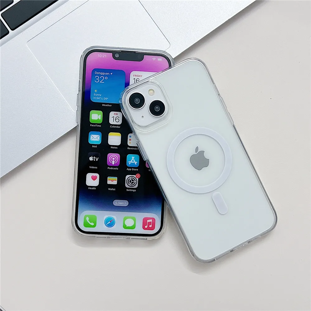Funda de teléfono para iPhone 15 14 13 11 12 Pro Max X XS Max XR 7 8 6 6S Plus transparente para Magsafe cubierta de carga inalámbrica magnética - imagen 5