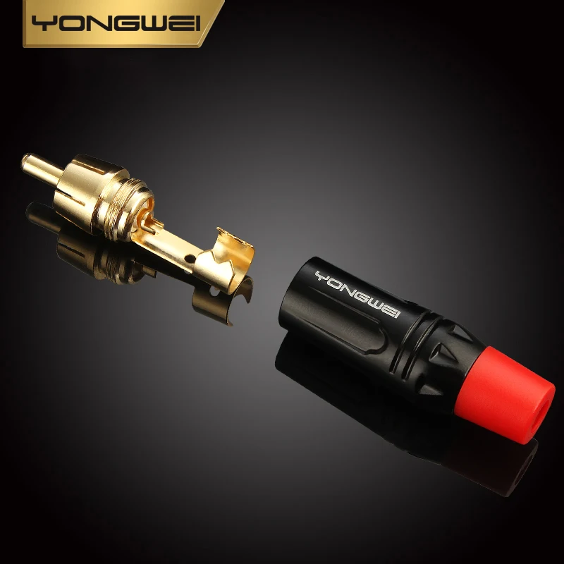 YONGWEI conector RCA Lotus dorado de cobre puro, amplificador de potencia, enchufe soldado para computadora, adecuado para audio de televisión AV - imagen 3