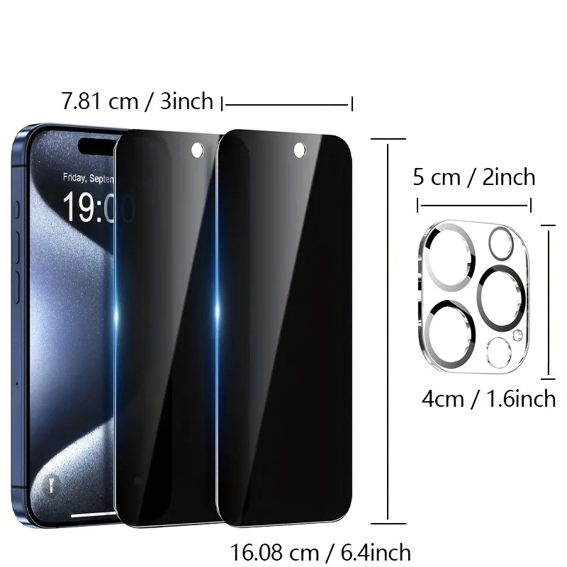 Protector de pantalla de vidrio templado para iPhone 11 12 13 Pro Mini 14 15 16 17 Pro Max 14 15 16Plus 17Air con película de lente de cámara - imagen 2