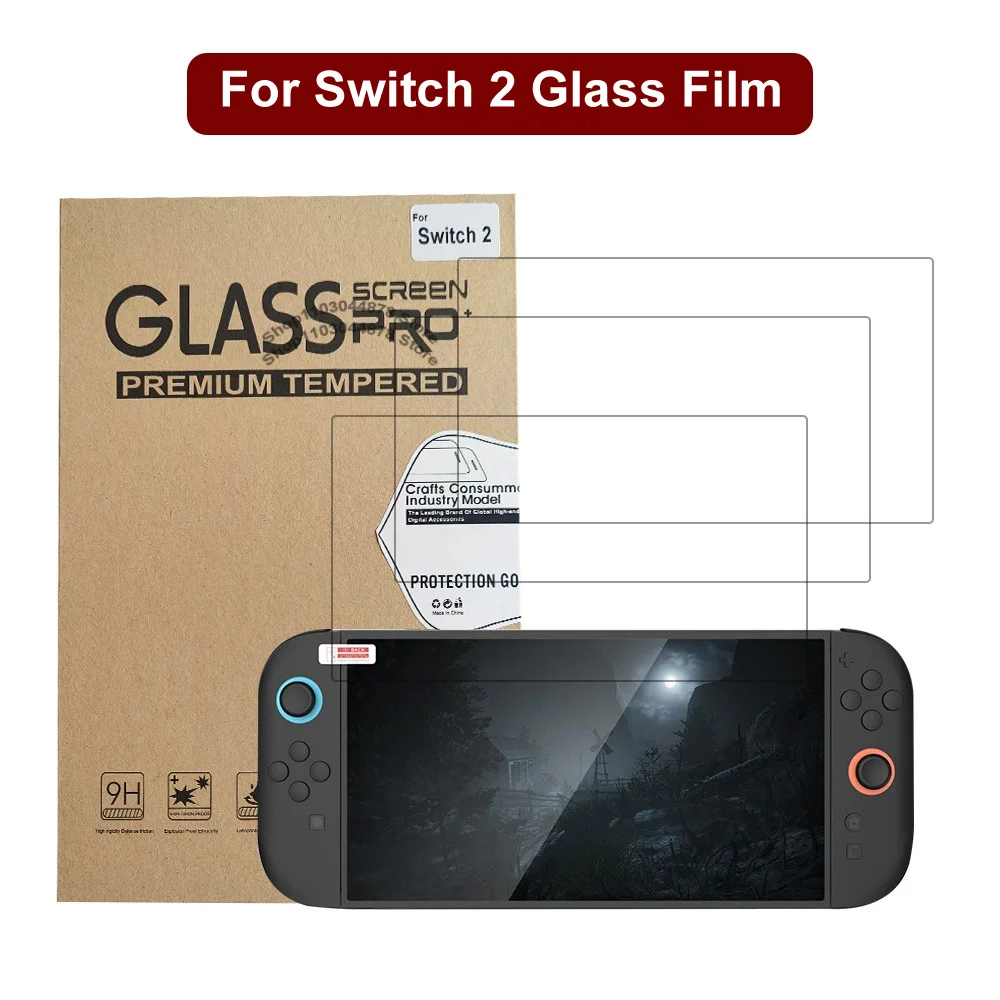 Película protectora de pantalla completa de alta definición, película templada de vidrio anticaída y antiarañazos para accesorios de juegos Switch 2 NS2