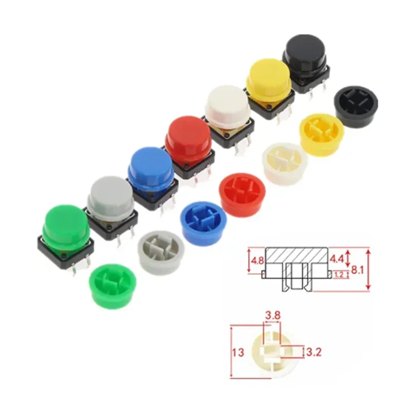 Tapas de botón táctiles redondas para piezas, interruptor de llave Micro táctil para ARDUINO, 12x12x7,3 MM, 12x12x7,3 MM, 12x12x7,3, 50 B3F-4055 - imagen 3