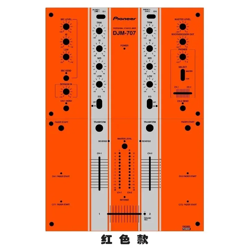 Pioneer DJM-707 Panel mezclador Película autoadhesiva de PVC y pegatinas coloridas personalizables - imagen 2
