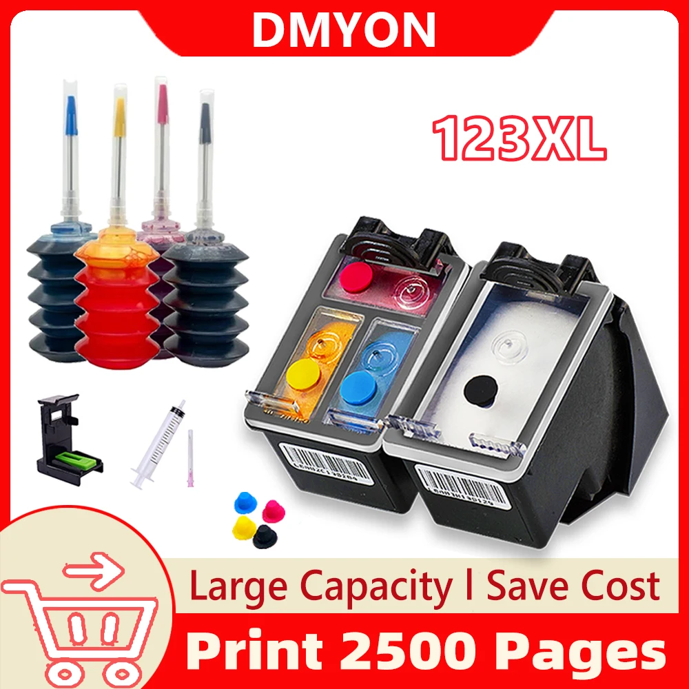 DMYON-cartucho de tinta 123XL para impresora, Compatible con HP 123 Deskjet 1110, 2130, 2132, 2133, 2134, 3630, 3632, 3637, 3638, 4513, 4520, 4521 - imagen 2