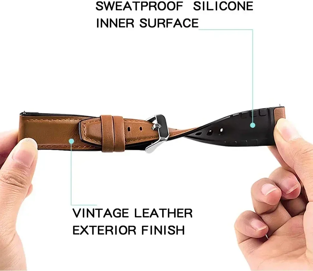 Correa de cuero y goma de 22mm para reloj COROS APEX 4 de 42mm para pulsera de repuesto COROS PACE 3 2/PACE Pro/APEX 2 Pro/APEX de 46mm - imagen 3