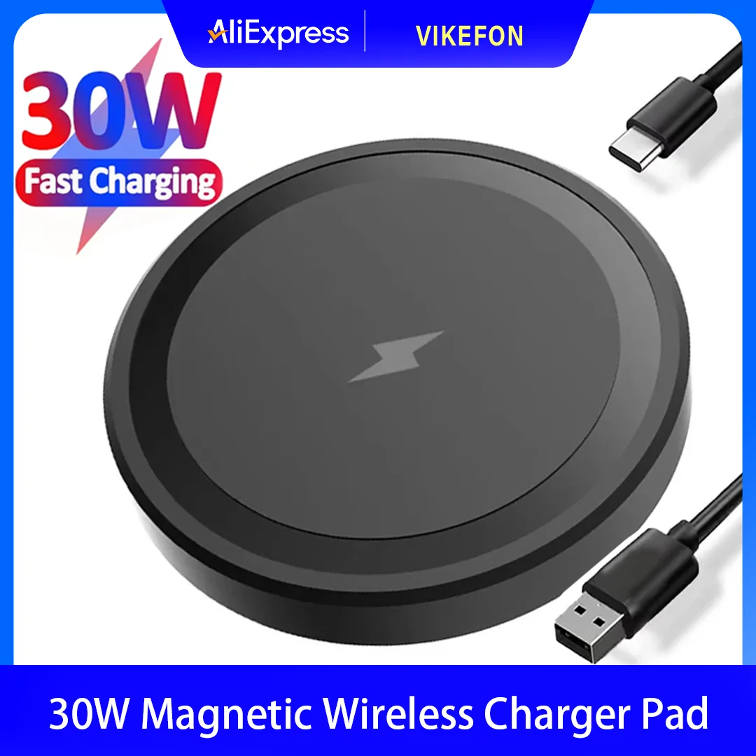 Almohadilla de carga inalámbrica magnética de escritorio de 30W para Magsafe iPhone 17 16 15 14 13 12 Pro Max tipo C soporte de teléfono de carga rápida