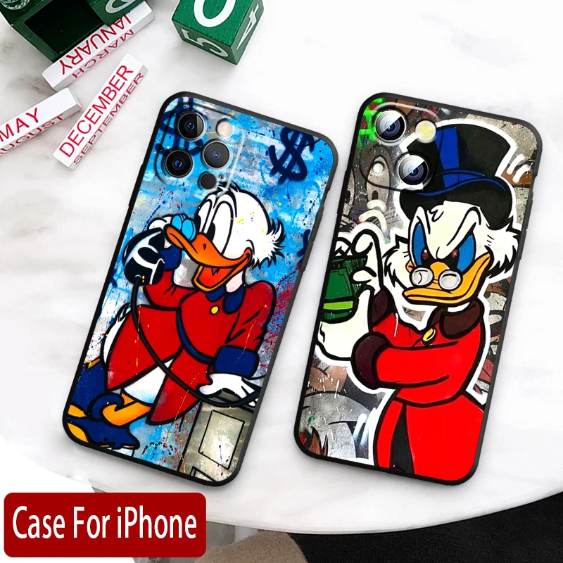 McDuck Scrooge-funda suave para Apple iPhone, cubierta negra para 15 14 13 12 11 Mini XS XR X 6S 6 Pro Max Plus - imagen 2