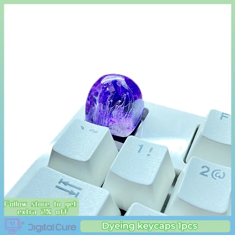Teclas transparentes Halo teñido 1 Uds. Teclado mecánico tridimensional Dom de resina personalizado eje Mx creatividad