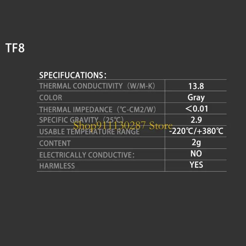 Pastas grasa conductoras térmicas silicona J1HC, compuesto térmico disipador térmico refrigeración TF8 2g/5,8g para - imagen 5