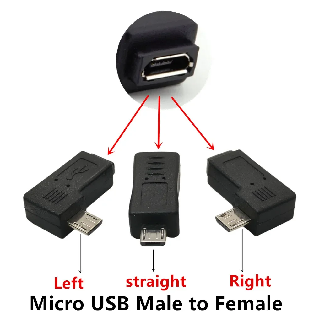 Mini USB en ángulo izquierdo y derecho de 90 grados, 5 pines hembra a Micro macho, adaptador de sincronización de datos, enchufe V8 a conector Mini USB - imagen 4