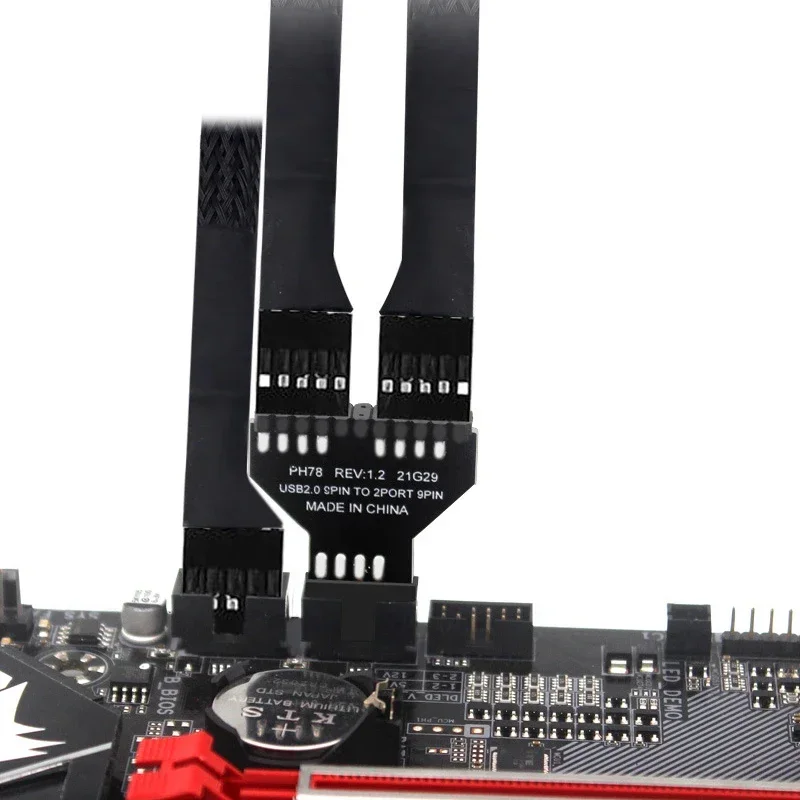 2 unids/lote placa base USB2.0 interfaz de 9 pines divisor de cabezal 1 a 2 adaptador de Cable de extensión - imagen 4