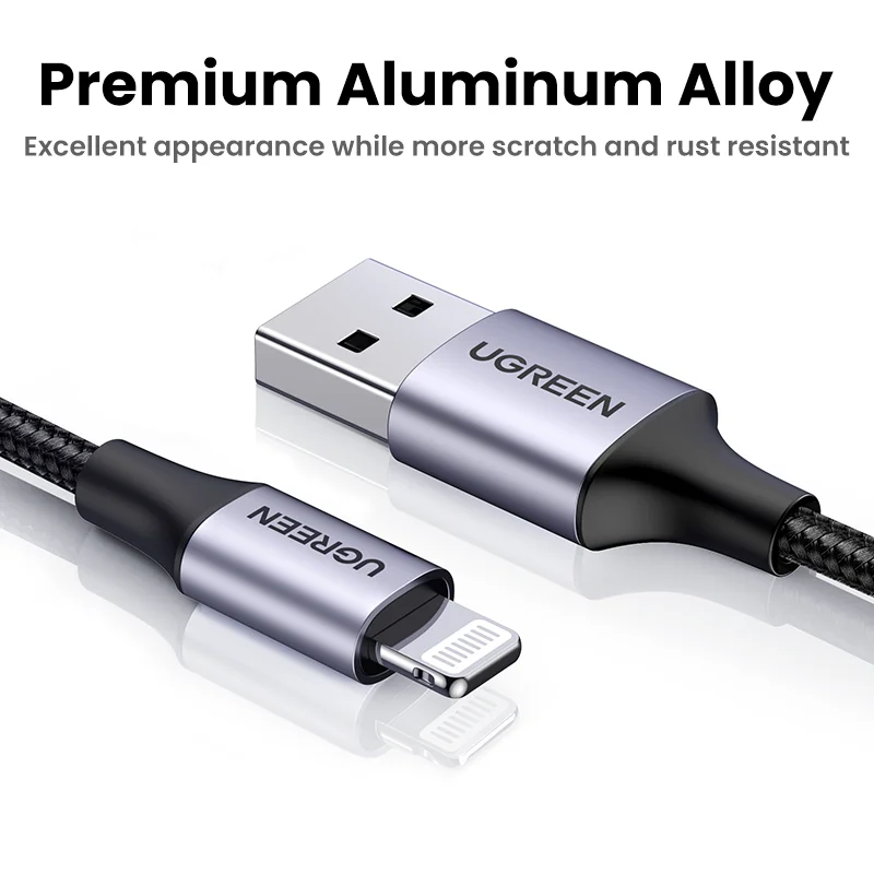 Cable Lightning UGREEN MFi – Carga Rápida 2.4A para iPhone/iPad - imagen 3