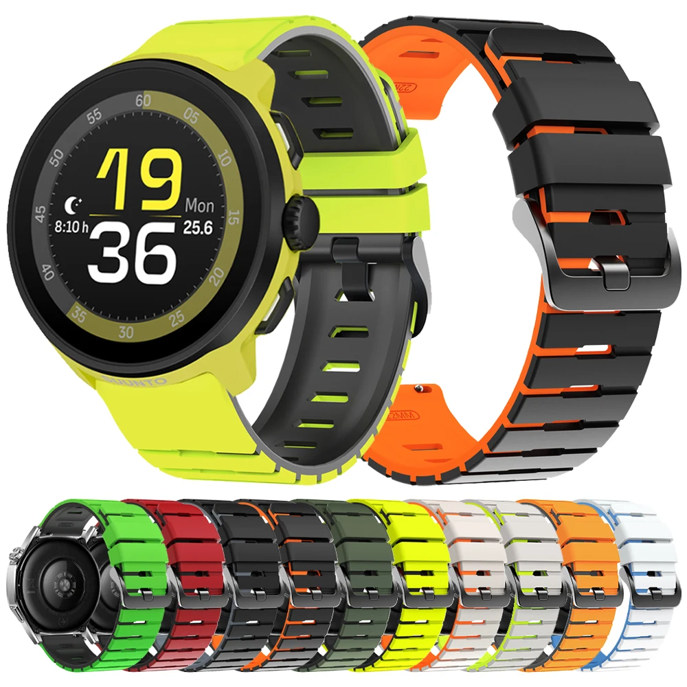 Correa de goma de 22mm para pulsera SUUNTO RACE RUN/S para SUUNTO RACE 2/OCEAN/VERTICAL/5 PEAK/9 PEAK PRO DLC, banda deportiva de repuesto