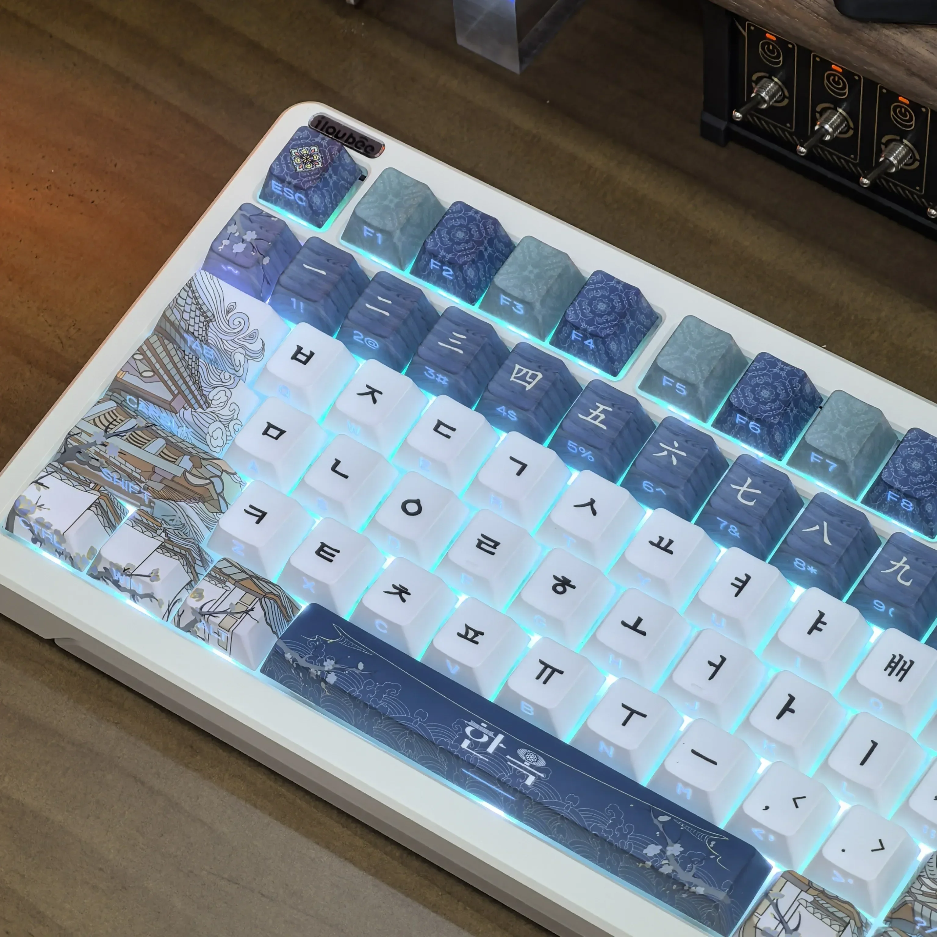 Hanok Seúl Keycap arquitectura teclas coreanas perfil de cereza lado grabado translúcido PBT 2,25/2.75U Alice Hangul teclado Cap