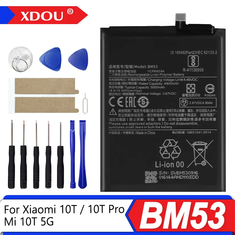 Nueva batería BM53 5000mAh para Xiaomi 10T/10T Pro/ Mi 10T 5G baterías de repuesto para teléfono + herramientas