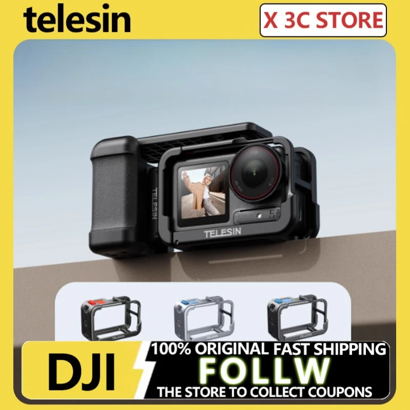 TelesinFor DJI OSMO Action 3/4/5 Pro soporte de agarre portátil soporte de liberación rápida jaula Kit de obturador marco de mano carcasa de aluminio - imagen 2