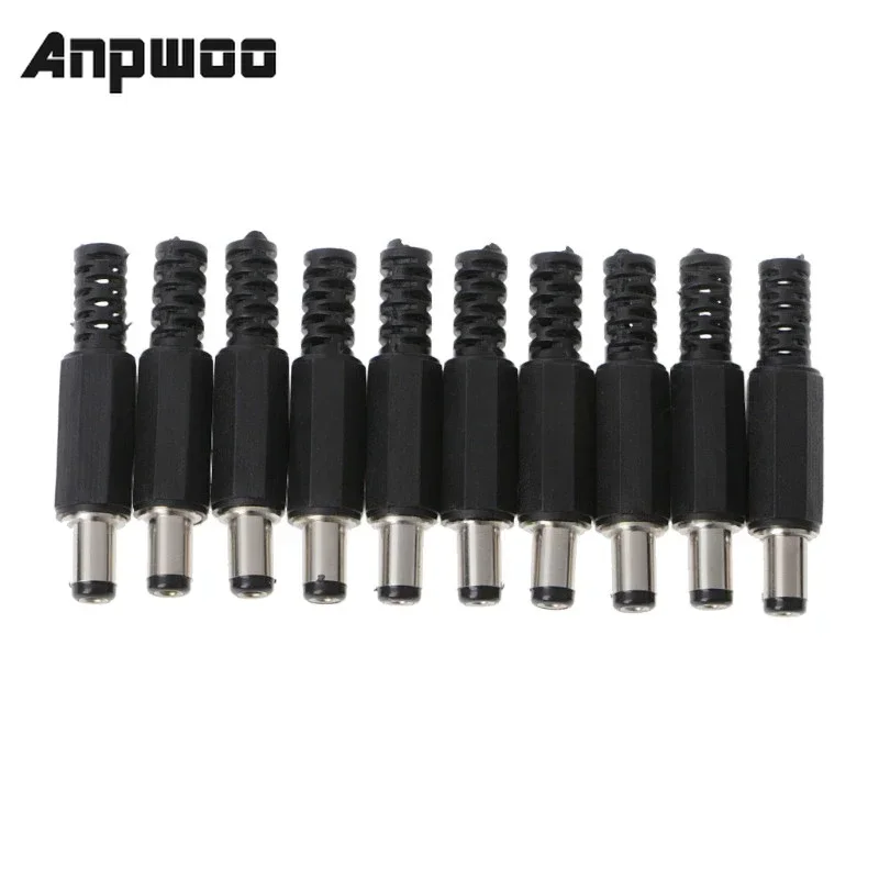 10 Uds 5,5x2,5mm 5,5x2,1mm macho DC en línea enchufe conector adaptador cubierta de plástico