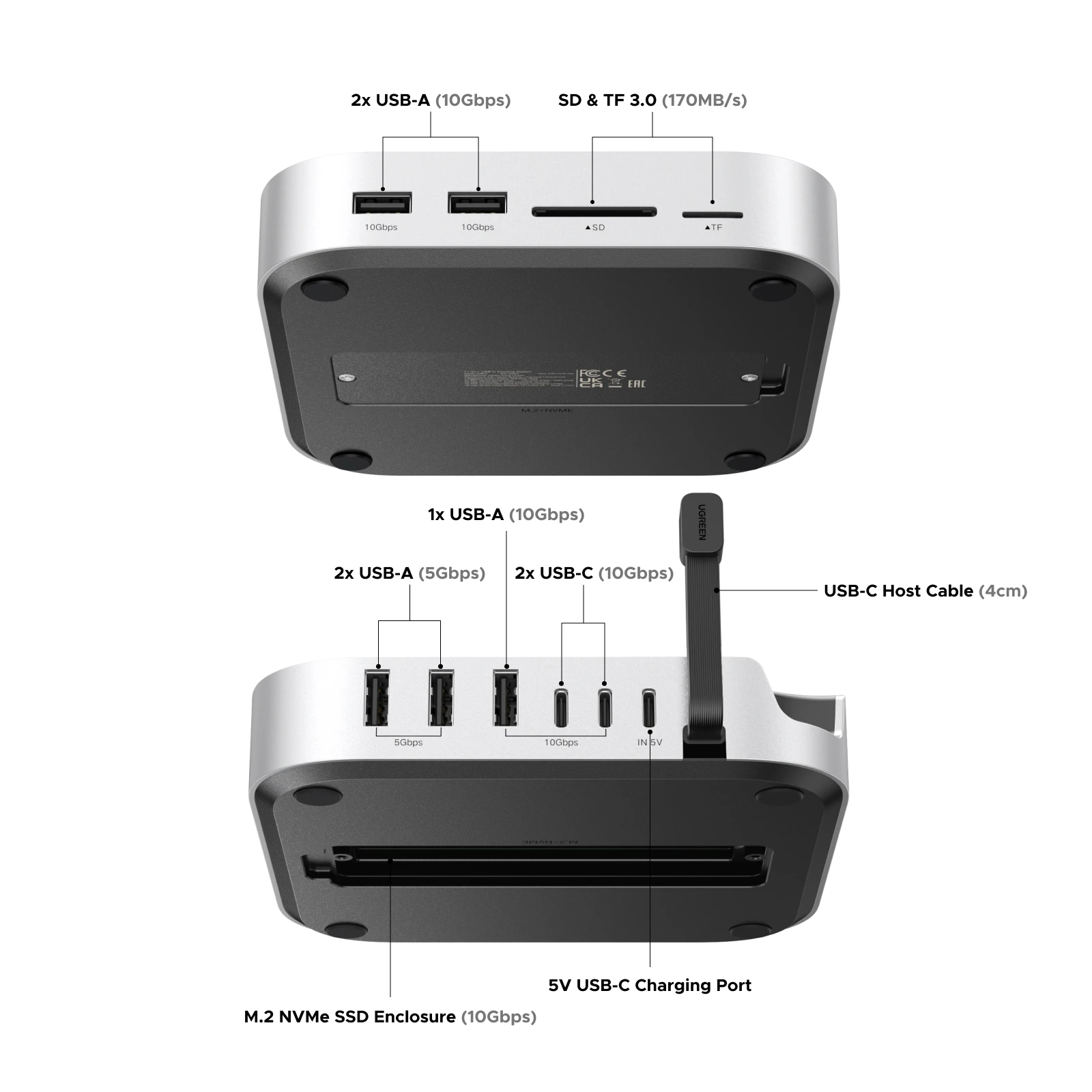 UGREEN Docking Station USB-C para Mac Mini M4 – SSD M.2 NVMe 10Gbps - imagen 4