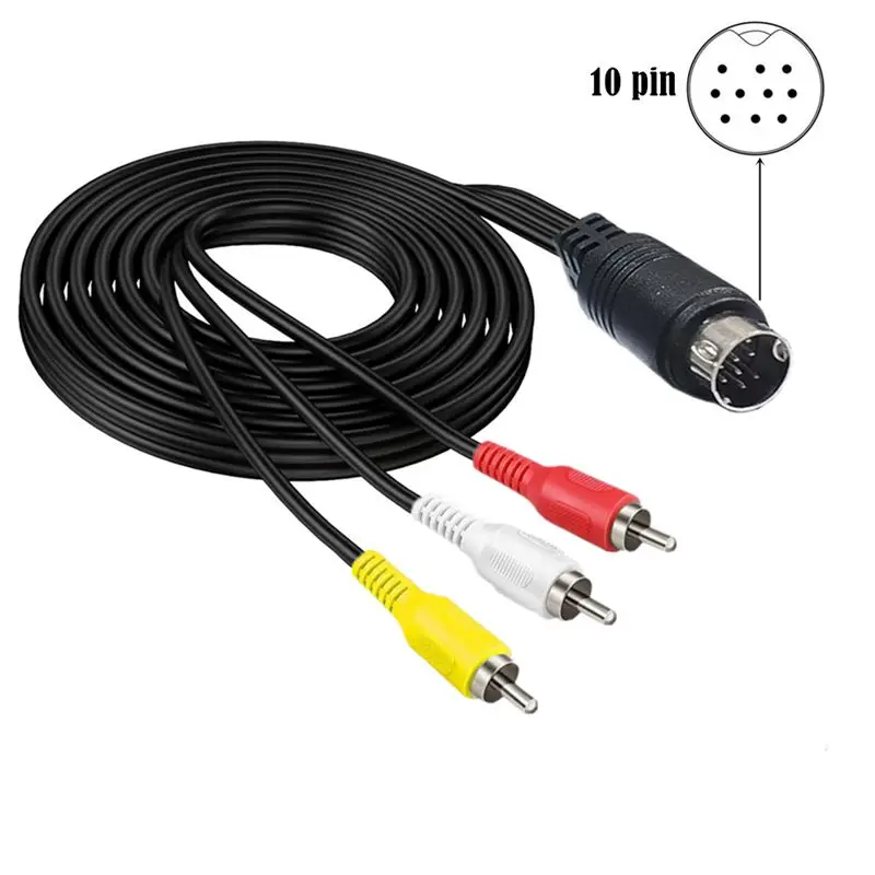 Cable S-Video Mini DIN 10 pines macho a 3 RCA Cable de vídeo macho Cable AV Terminal S Cable de 10 pines a 3 RCA - imagen 2