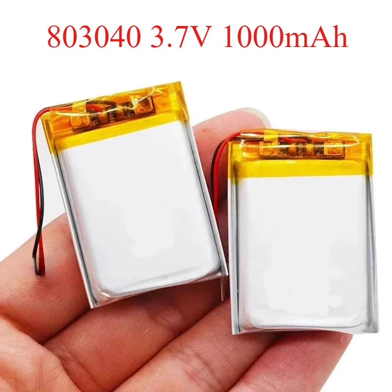 803040   Batería de polímero de litio recargable de 3,7 V y 1000mAh para altavoz navegador MP3/4/5 DVD GPS VR DVR reproductor banco de energía eléctrico