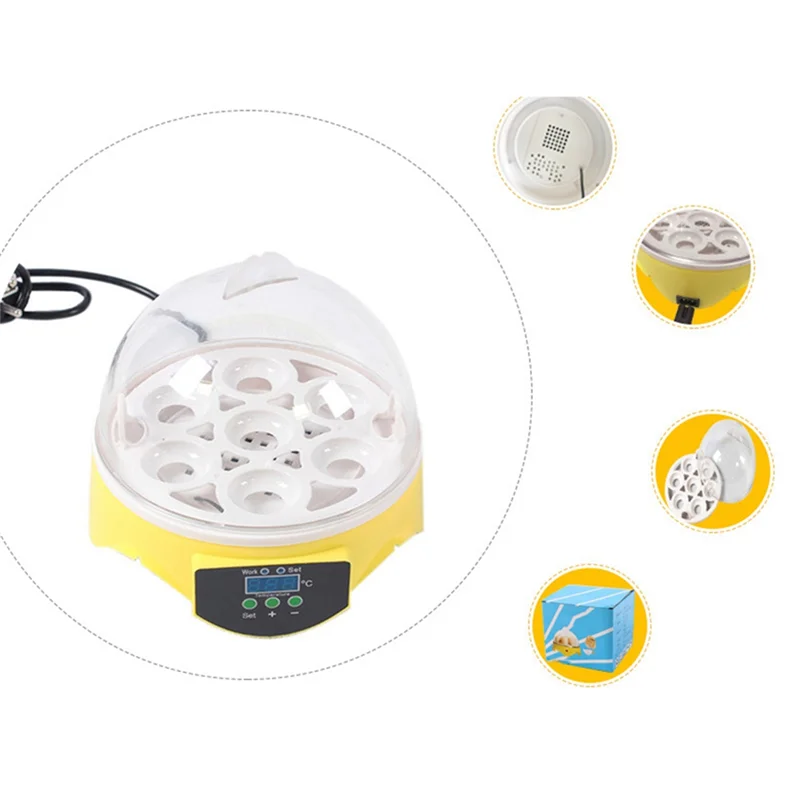 SUPER CALIENTE 7 Huevos Mini Equipo de cría Incubadora Temperatura digital Enchufe de la UE - imagen 3