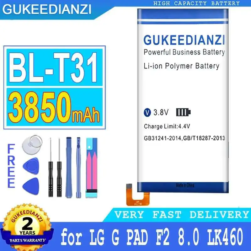 Batería de tableta BL-T31 de 3850Mah para LG G Pad F2 8,0 LK460 de larga duración
