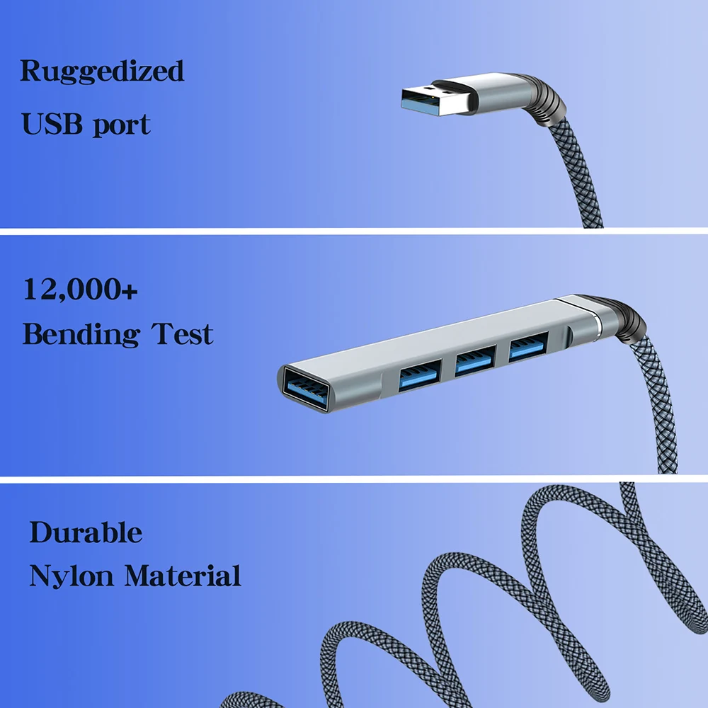 HUB USB C USB3.0 fino 1 en 4 salidas 5GB Cable de carga de transferencia de datos divisor adaptador de extensión para ordenador portátil disco MousePrinter - imagen 5