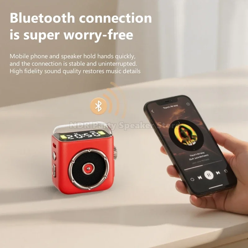 Nuevos altavoces Bluetooth magnéticos portátiles portátiles con luces LED y relojes Mini subwoofer altavoz inalámbrico para exteriores - imagen 2