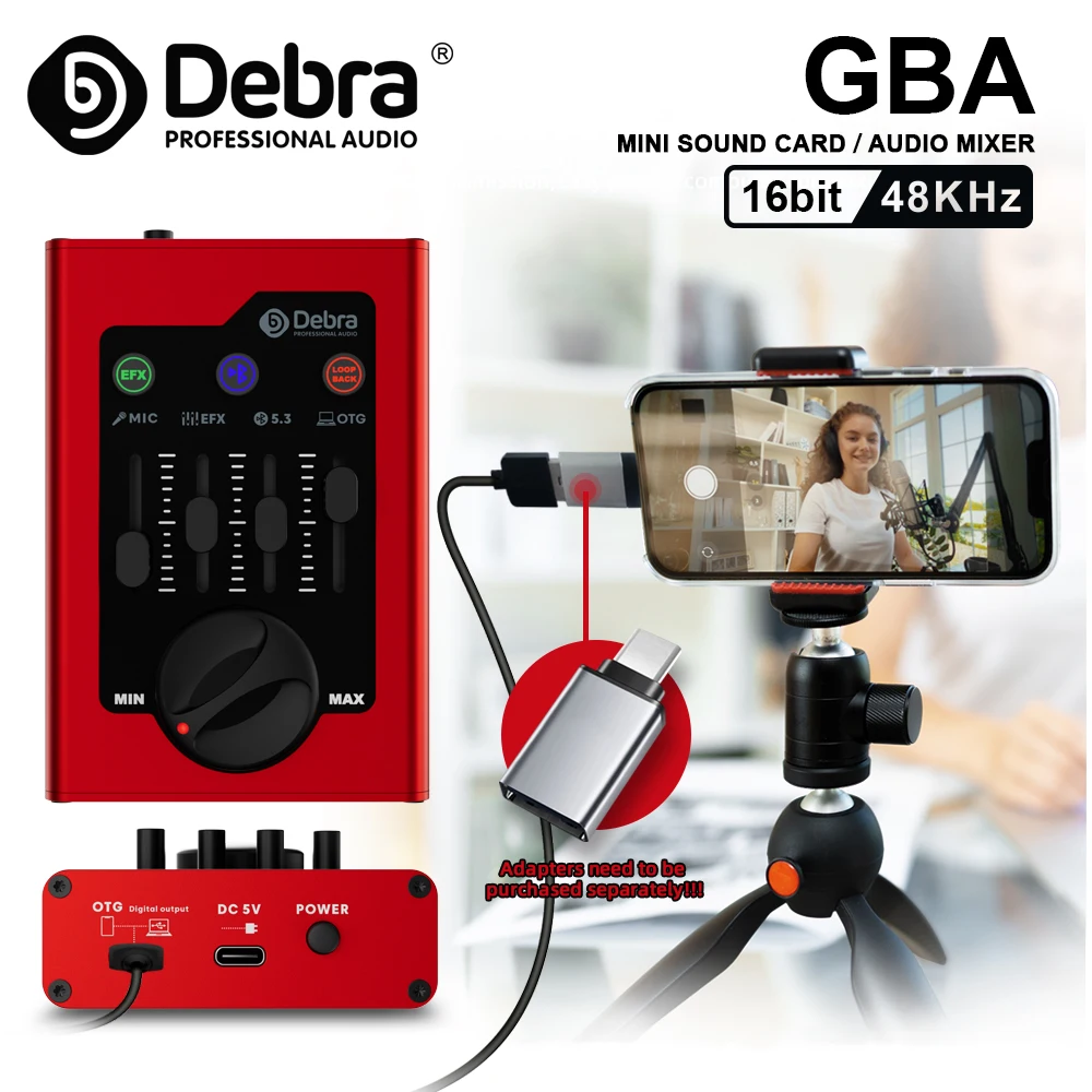 Debra GBA Mini Sound Card with Bluetooth 5.0, OTG, Lossless Digital Audio Transmission for Live Gaming, Music Creation, Band - imagen 2