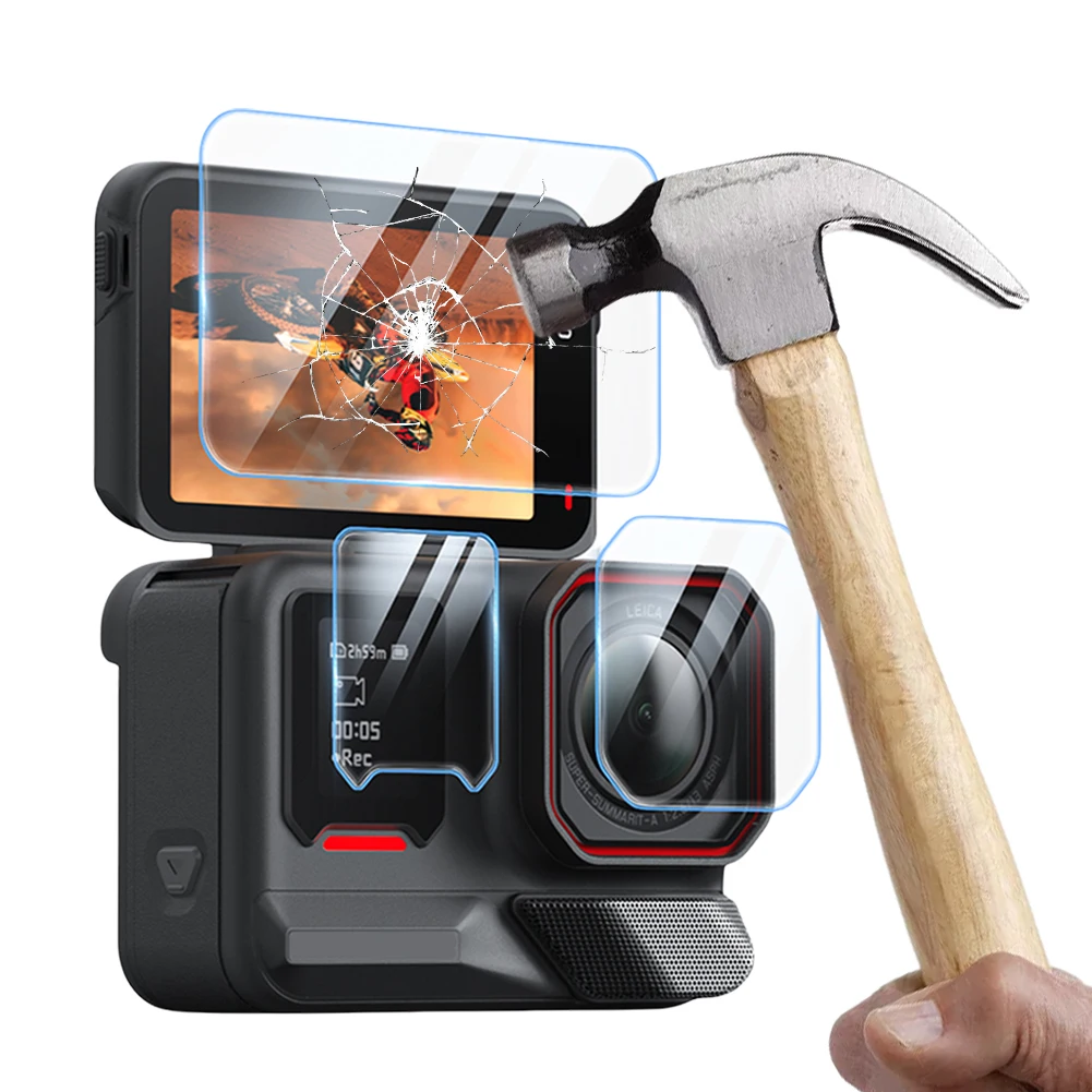 Película de vidrio templado, protección de lente de dureza 9H, película protectora antiarañazos y antibolos para Insta360 Ace Pro 2 - imagen 4