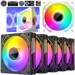 Ventilador enfriador de carcasa de ordenador, dispositivo silencioso de 120mm, 12V, 4 pines, PWM, ARGB, efecto de luz de espejo cíclico, PWM, 800 a 1800RPM