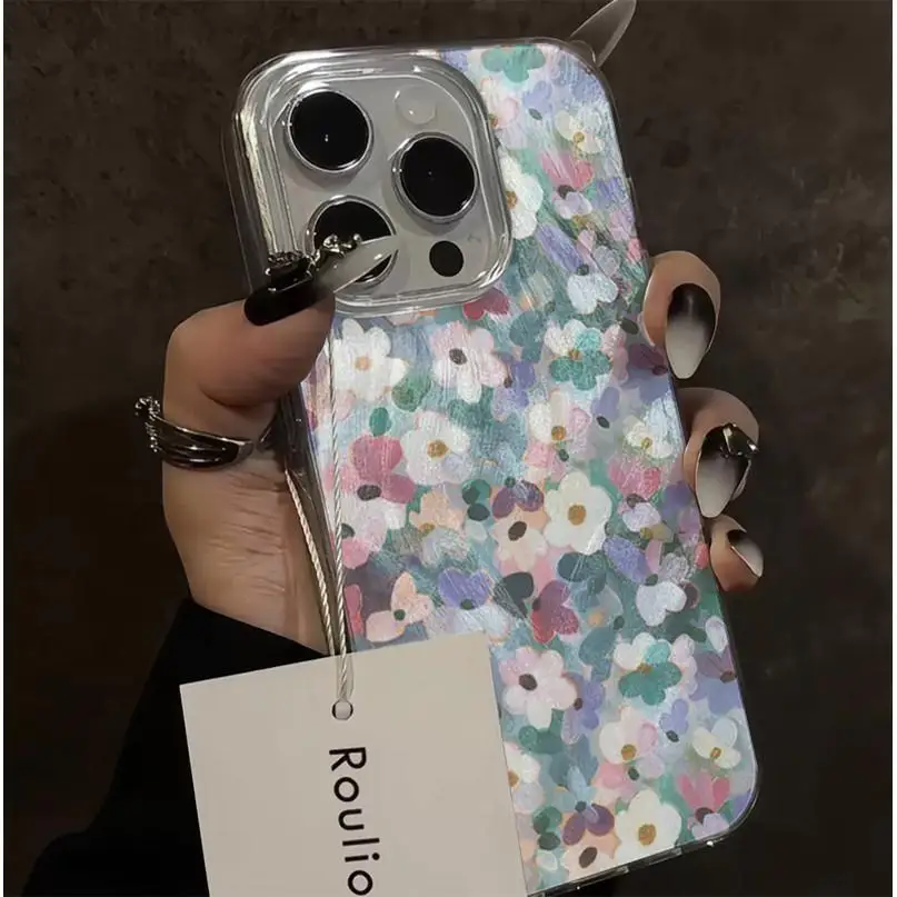 Funda de flores coloridas para iPhone 16Pro 17 15 14 13 12 11 Pro Max XR 7 8 Plus SE carcasa protectora de pantalla a prueba de golpes - imagen 5