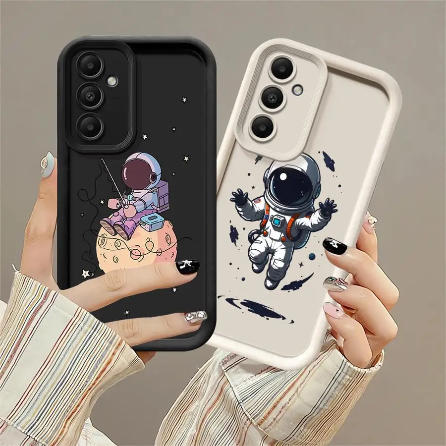 Funda suave y fresca de astronauta espacial para Samsung Galaxy A25 A26 A55 A32 A36 A35 A52 A73 A56 A24 A22 A21s A33 A54