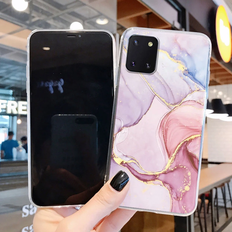 Funda trasera transparente para Samsung Galaxy Note 10 Lite, carcasa de silicona suave, con patrón de mármol - imagen 2