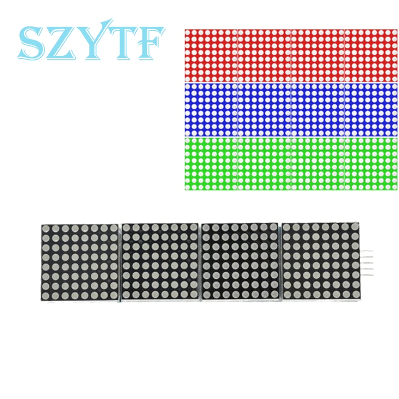 Módulo de matriz de puntos MAX7219, 1 piezas, microordenador de un solo Chip, pantalla 4 en 1, Línea 5P - imagen 3