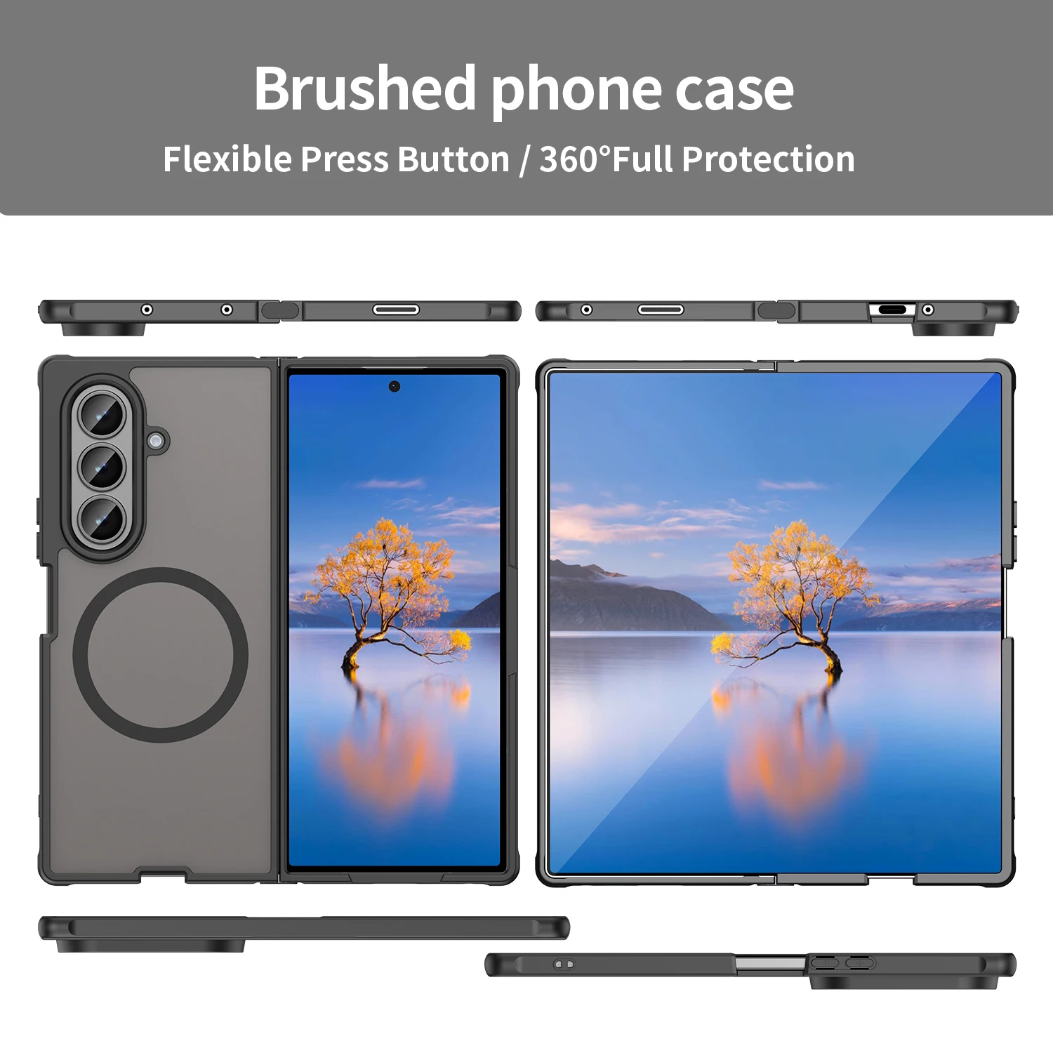 Fundas Z Fold7 de lujo, funda Magsafe mate delgada con borde, funda protectora colorida para Samsung Galaxy Z Fold7, anticaída, 4 esquinas/Busi - imagen 2