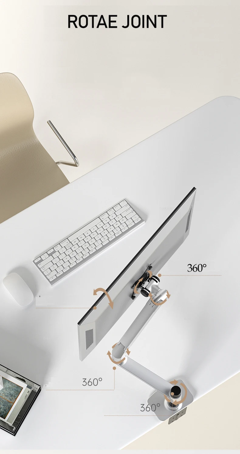 DL-8012II-600 17 "-38" monitor LCD soporte de montaje en pared soporte de TV aluminio 360 girar movimiento completo pivote doble brazo elástico 3-11kg - imagen 5