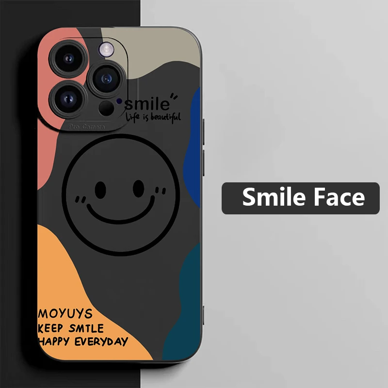 Funda de teléfono con cara sonriente de dibujos animados para Samsung Galaxy S25 S24 S23 S22 Ultra Plus S21 FE A16 A33 A53 A34 A54 5G A15 A35 A55 - imagen 2