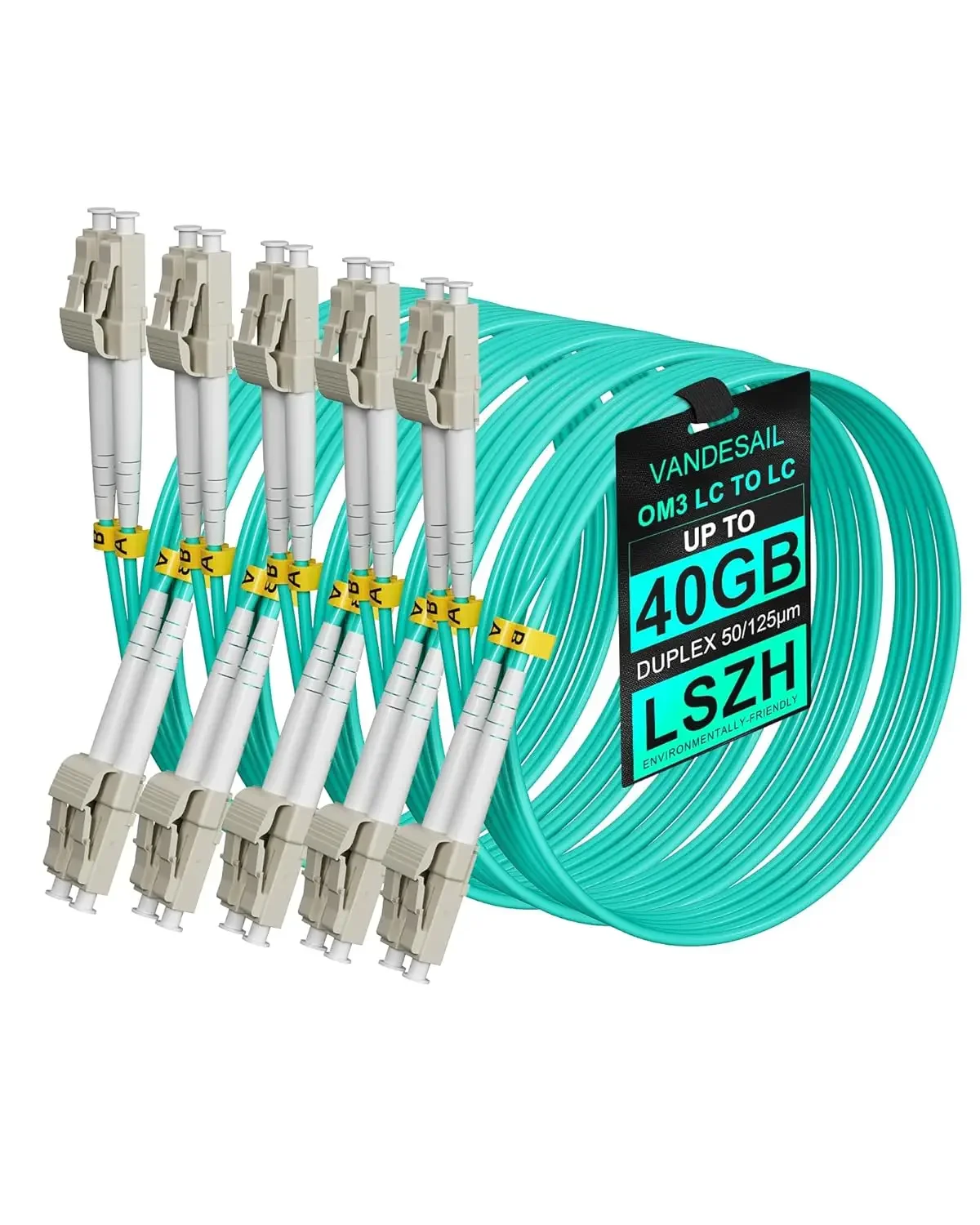 Vandesail OM3 LC-LC 0,2 m/0,5 m/1 m/2 m/3 m/5 m7 m Cable de conexión de fibra dúplex |   Internet 10G, SFP multimodo, chaqueta LSZH - 5 piezas