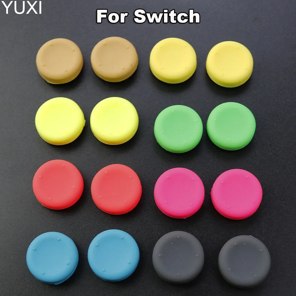 YUXI 1 Uds. Tapas de empuñaduras de pulgar analógicas de silicona para interruptor NS Joy Con controlador palos piel Joy Con tapa de ThumbStick