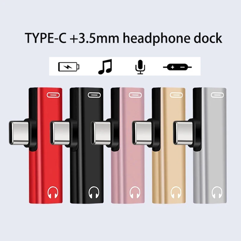 1 Uds conector de Cable USB C tipo C a adaptador de 3,5mm conector para auriculares convertidor de Audio divisor auxiliar para Samsung S10 S9 Huawei Mate20