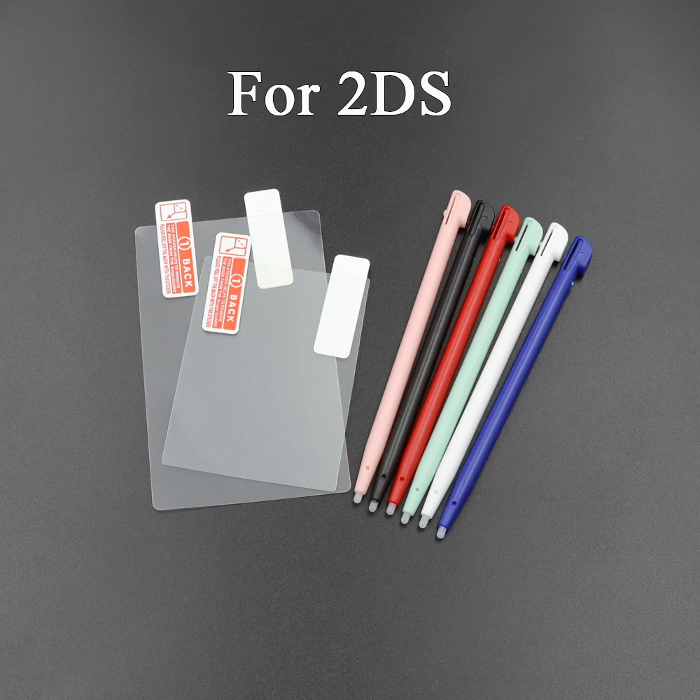 Para NDS NDSL NDSi XL para 2DS nuevo 3DS XL película protectora de pantalla LCD parte superior inferior Protector transparente cubierta de piel y lápiz táctil - imagen 2