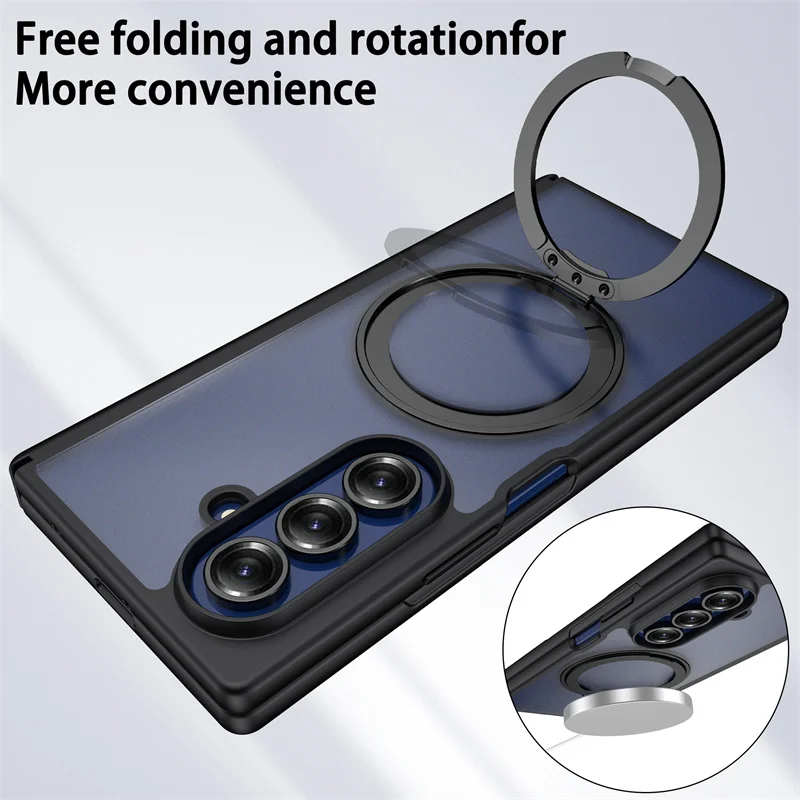 Con película protectora de pantalla, funda con soporte Magsafe giratorio 360 para Samsung Galaxy Z Fold 7 Fold7, cubierta protectora con bisagra de resorte magnética - imagen 3