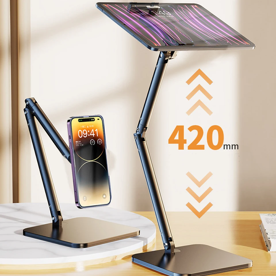 Soporte magnético de escritorio para tableta, teléfono móvil plegable portátil de aleación de aluminio, soporte para tableta para iPad Air Pro Xiaomi Redmi Huawei - imagen 3