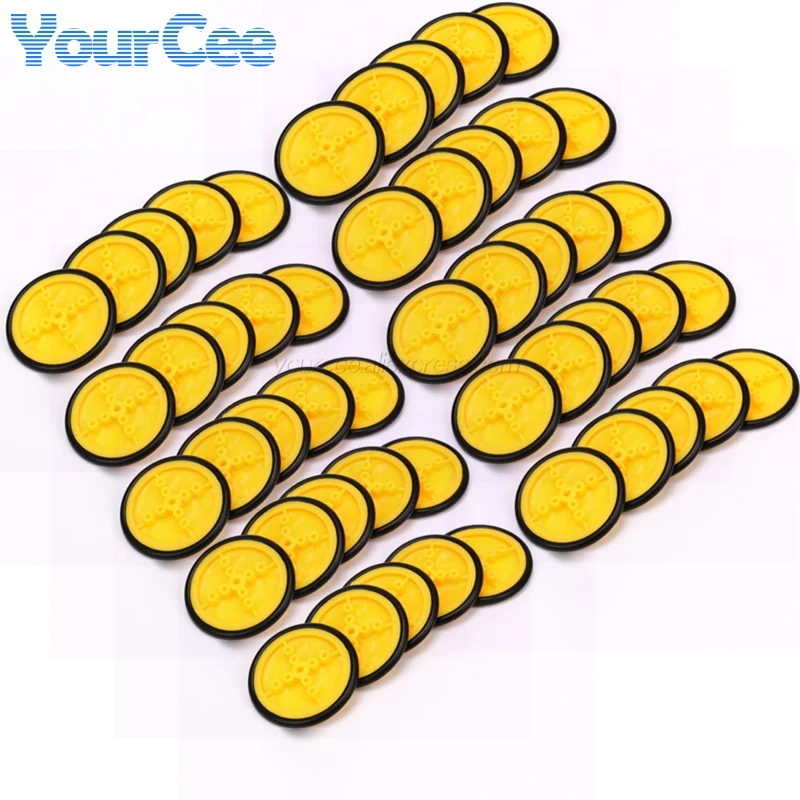 50 uds/5 uds inteligente pequeño chasis de neumático de coche inteligente 40mm rueda de chasis de Robot de plástico